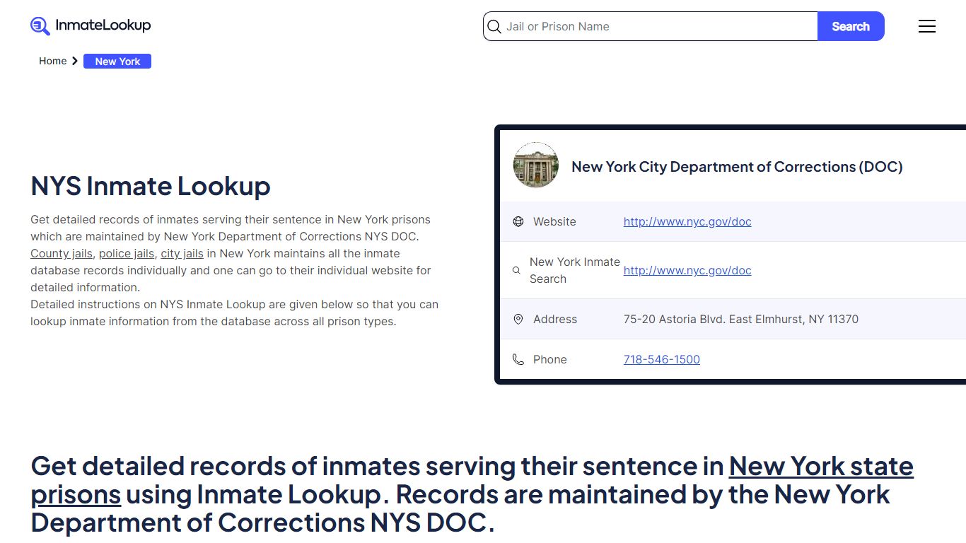 NYS Inmate Lookup - New York State Inmate Search